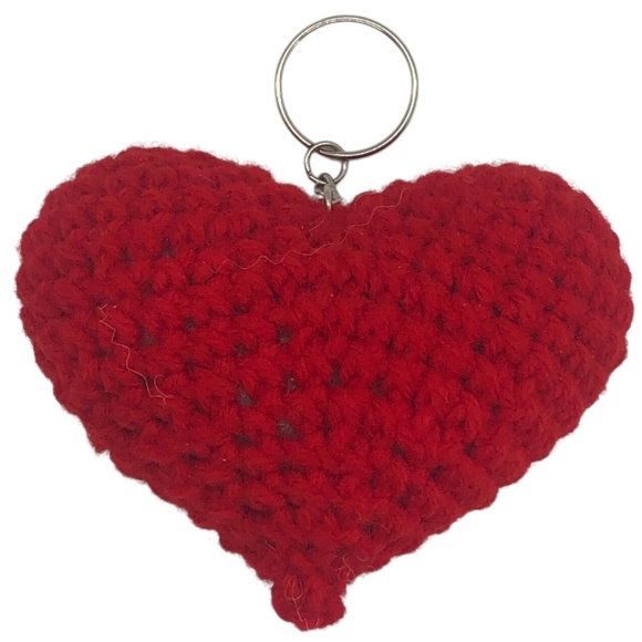 Crochet Heart Bag Charm ❤️ Love On The Go Red Heart Keychain Bag Accesso… - Picture 10 of 17